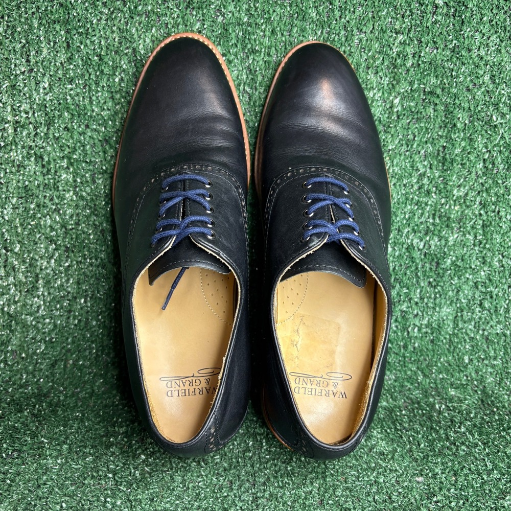 Warfield & Grand Kimball Brogue Wingtip Leather Oxford Dress Shoes Black Mens 8 - Picture 5 of 9